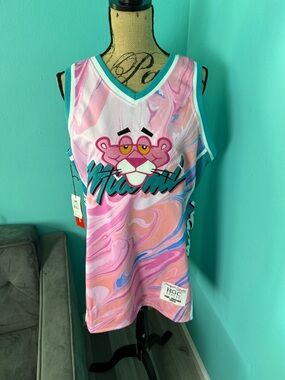 NWT Headgear Classics Nostalgia Co Miami Vice Pink Panther Basketball Jersey